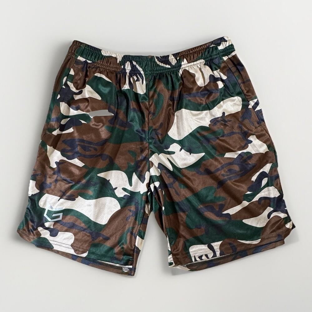 Gradual Mens Brown and Green Camo Athletic Shorts Size Large NWT
